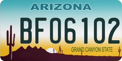 AZ license plate BFO6102