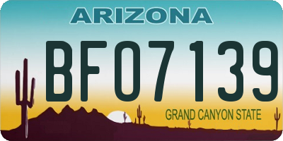 AZ license plate BFO7139