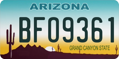 AZ license plate BFO9361
