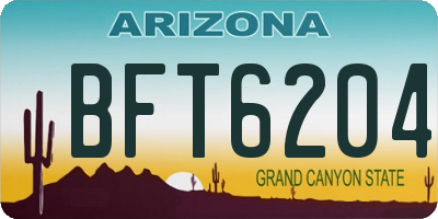 AZ license plate BFT6204