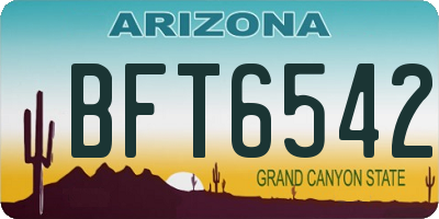 AZ license plate BFT6542