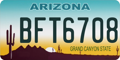 AZ license plate BFT6708