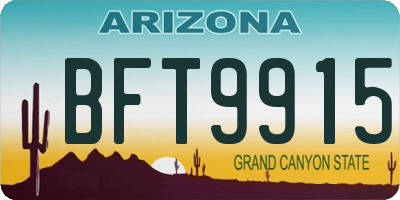 AZ license plate BFT9915