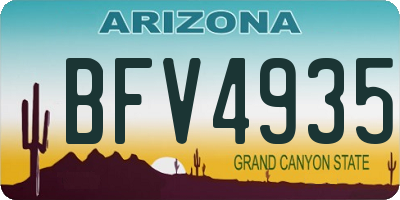AZ license plate BFV4935