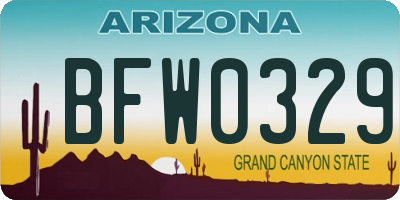 AZ license plate BFW0329