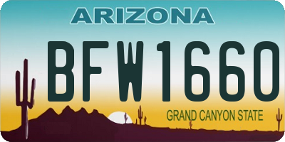 AZ license plate BFW1660
