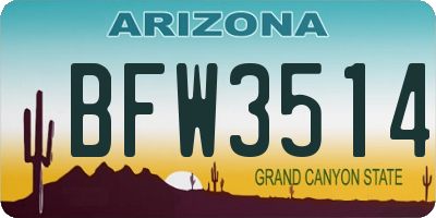 AZ license plate BFW3514