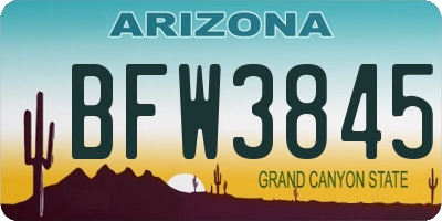 AZ license plate BFW3845