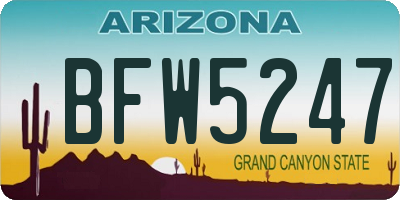 AZ license plate BFW5247