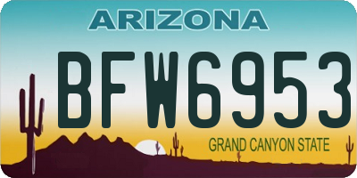 AZ license plate BFW6953
