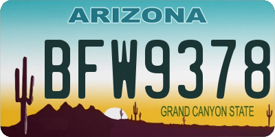 AZ license plate BFW9378