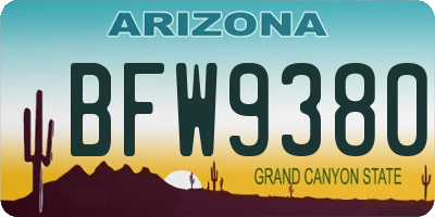 AZ license plate BFW9380