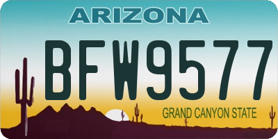 AZ license plate BFW9577