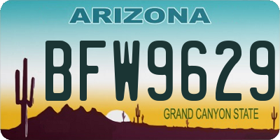 AZ license plate BFW9629