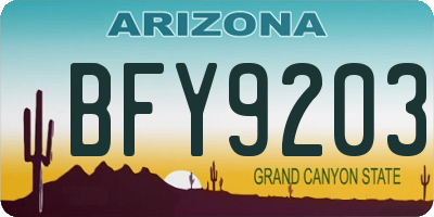 AZ license plate BFY9203