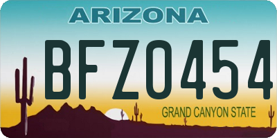 AZ license plate BFZ0454