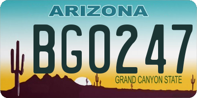 AZ license plate BG0247