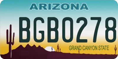 AZ license plate BGB0278