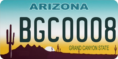 AZ license plate BGC0008