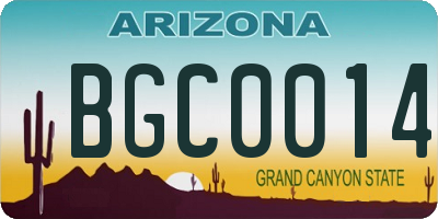 AZ license plate BGC0014
