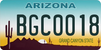 AZ license plate BGC0018