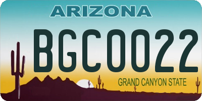AZ license plate BGC0022