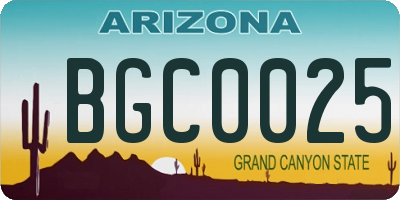 AZ license plate BGC0025