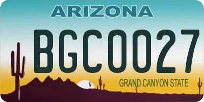 AZ license plate BGC0027