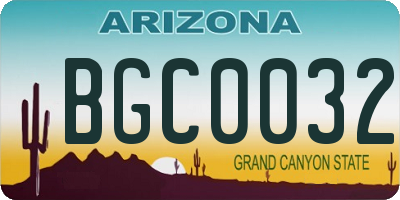 AZ license plate BGC0032