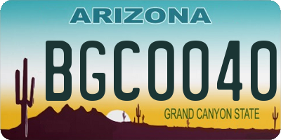 AZ license plate BGC0040