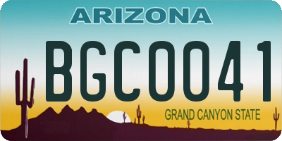 AZ license plate BGC0041