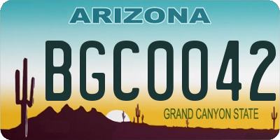 AZ license plate BGC0042