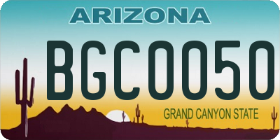 AZ license plate BGC0050