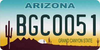 AZ license plate BGC0051