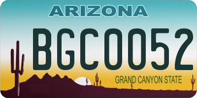 AZ license plate BGC0052