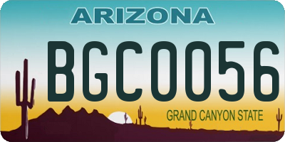 AZ license plate BGC0056