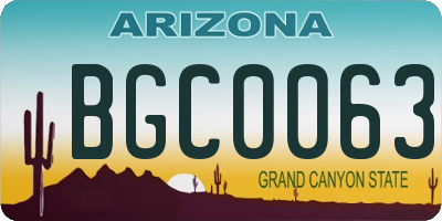 AZ license plate BGC0063