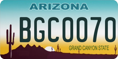 AZ license plate BGC0070