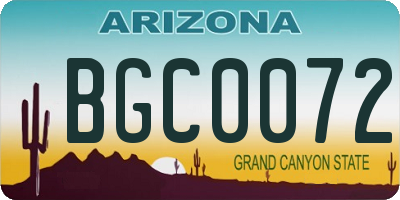 AZ license plate BGC0072