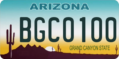 AZ license plate BGC0100