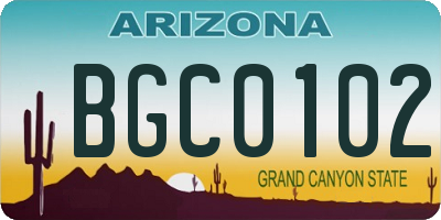 AZ license plate BGC0102