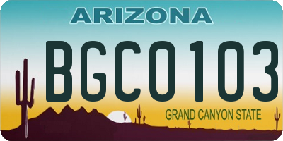 AZ license plate BGC0103