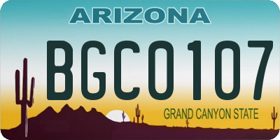 AZ license plate BGC0107