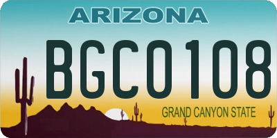 AZ license plate BGC0108
