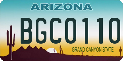 AZ license plate BGC0110