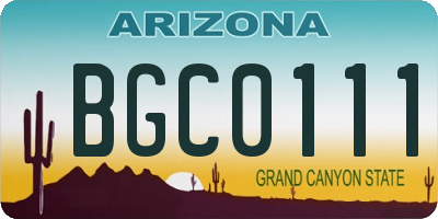 AZ license plate BGC0111