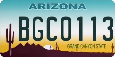 AZ license plate BGC0113
