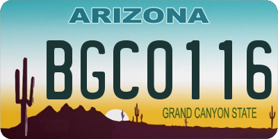 AZ license plate BGC0116