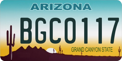 AZ license plate BGC0117