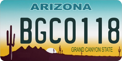 AZ license plate BGC0118